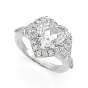 4.35 Carat VS1 D Lab Grown Diamond Halo Pave Heart Ring